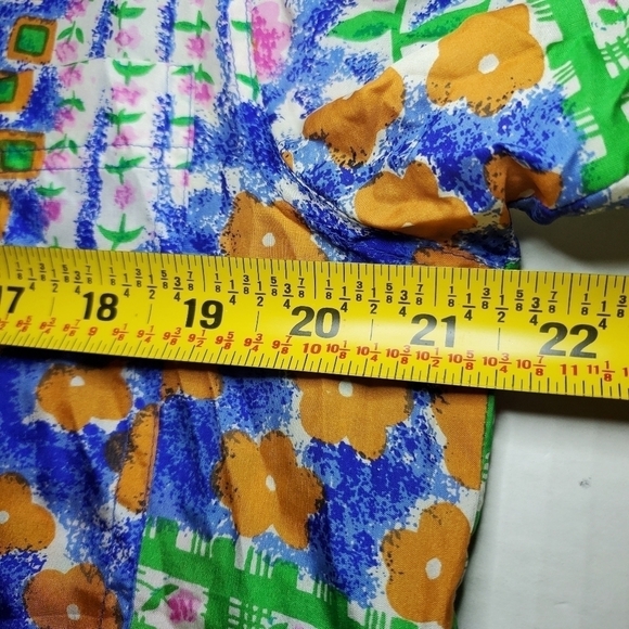 Vintage Metro Express Silk Colorful Patchwork Print Blouse Women’s Size Medium - Picture 9 of 10